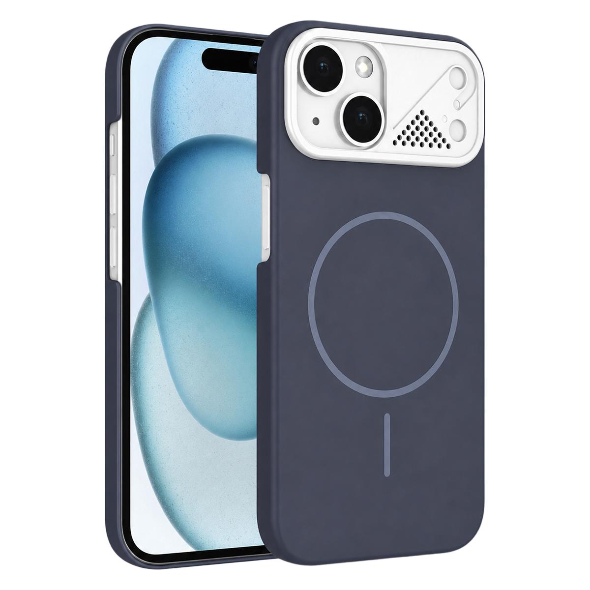 For iPhone 15 Ultra-thin Gold Armor PC Magnetic Phone Case - Carbon Gray - EDA009985708G