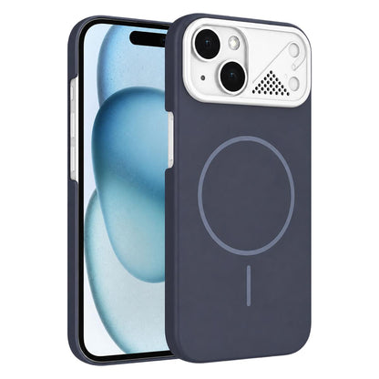 For iPhone 15 Ultra-thin Gold Armor PC Magnetic Phone Case - Carbon Gray - EDA009985708G