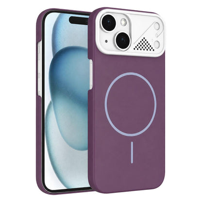 For iPhone 15 Ultra-thin Gold Armor PC Magnetic Phone Case - Purple - EDA009985708I