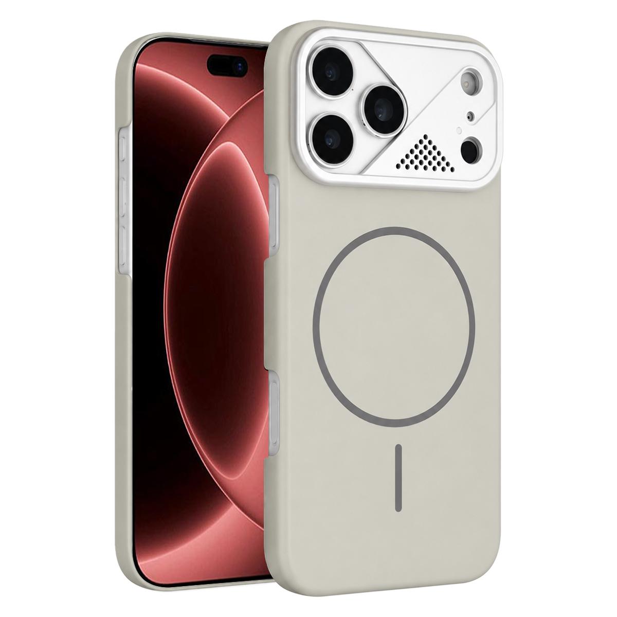 For iPhone 18 Pro Max Ultra-thin Gold Armor PC Magnetic Phone Case - Peak - EDA009985710C