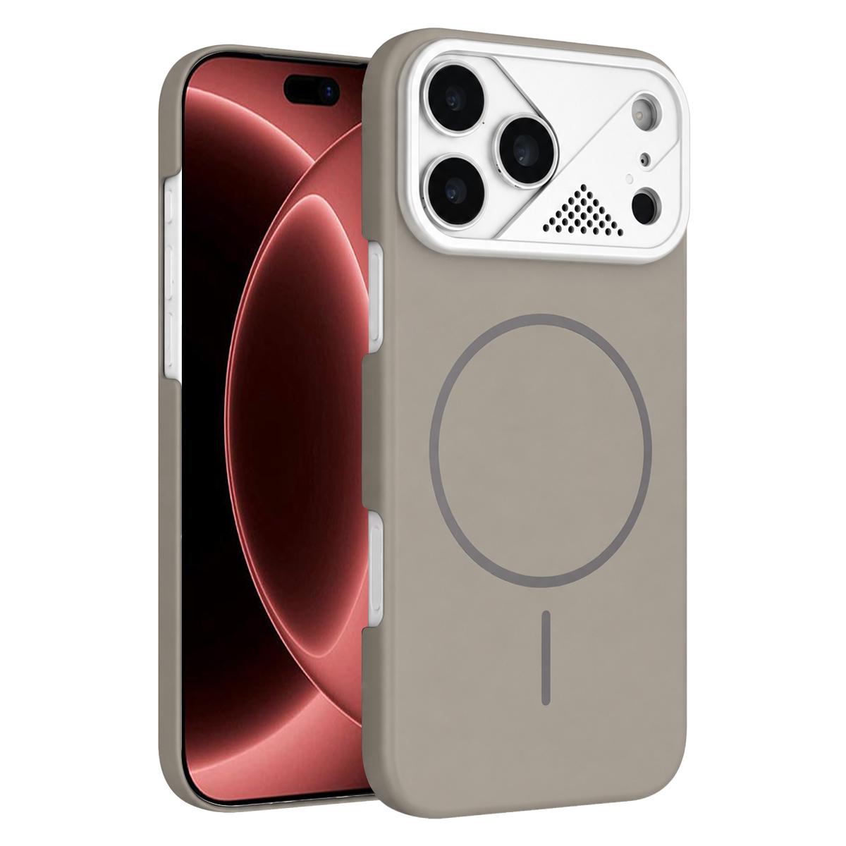 For iPhone 18 Pro Max Ultra-thin Gold Armor PC Magnetic Phone Case - Titanium Gray - EDA009985710F