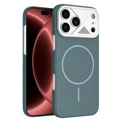 For iPhone 18 Pro Ultra-thin Gold Armor PC Magnetic Phone Case - Surge Blue - EDA009985711A