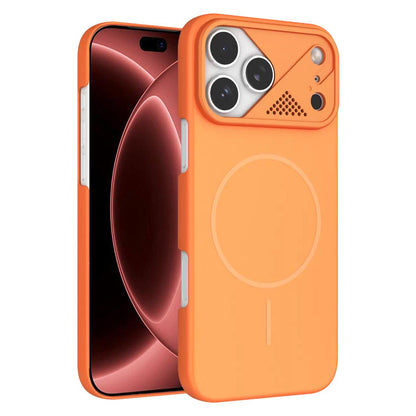 For iPhone 18 Pro Ultra-thin Gold Armor PC Magnetic Phone Case - Orange - EDA009985711B