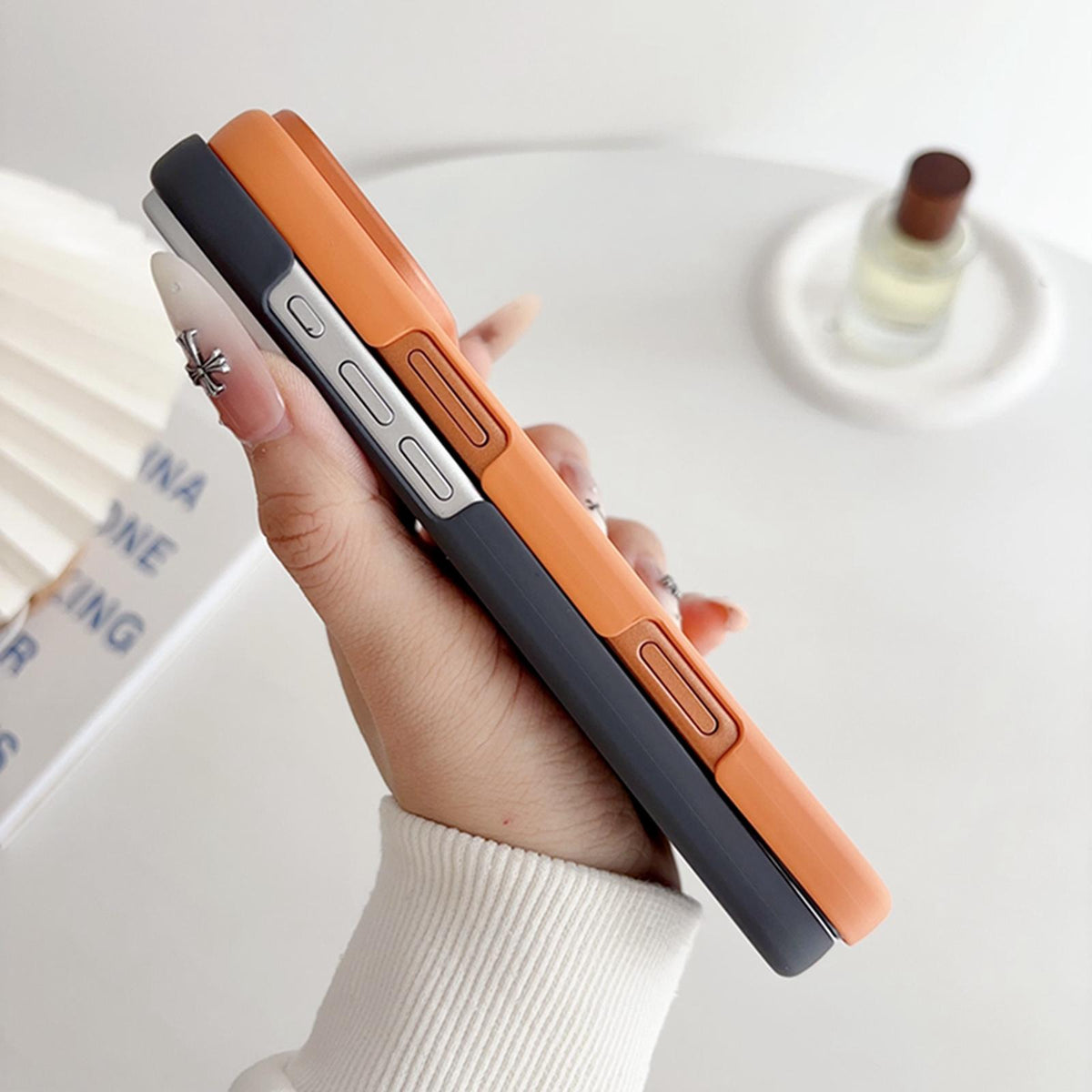 For iPhone 18 Pro Max Ultra-thin Gold Armor PC Magnetic Phone Case - Orange - EDA009985710B