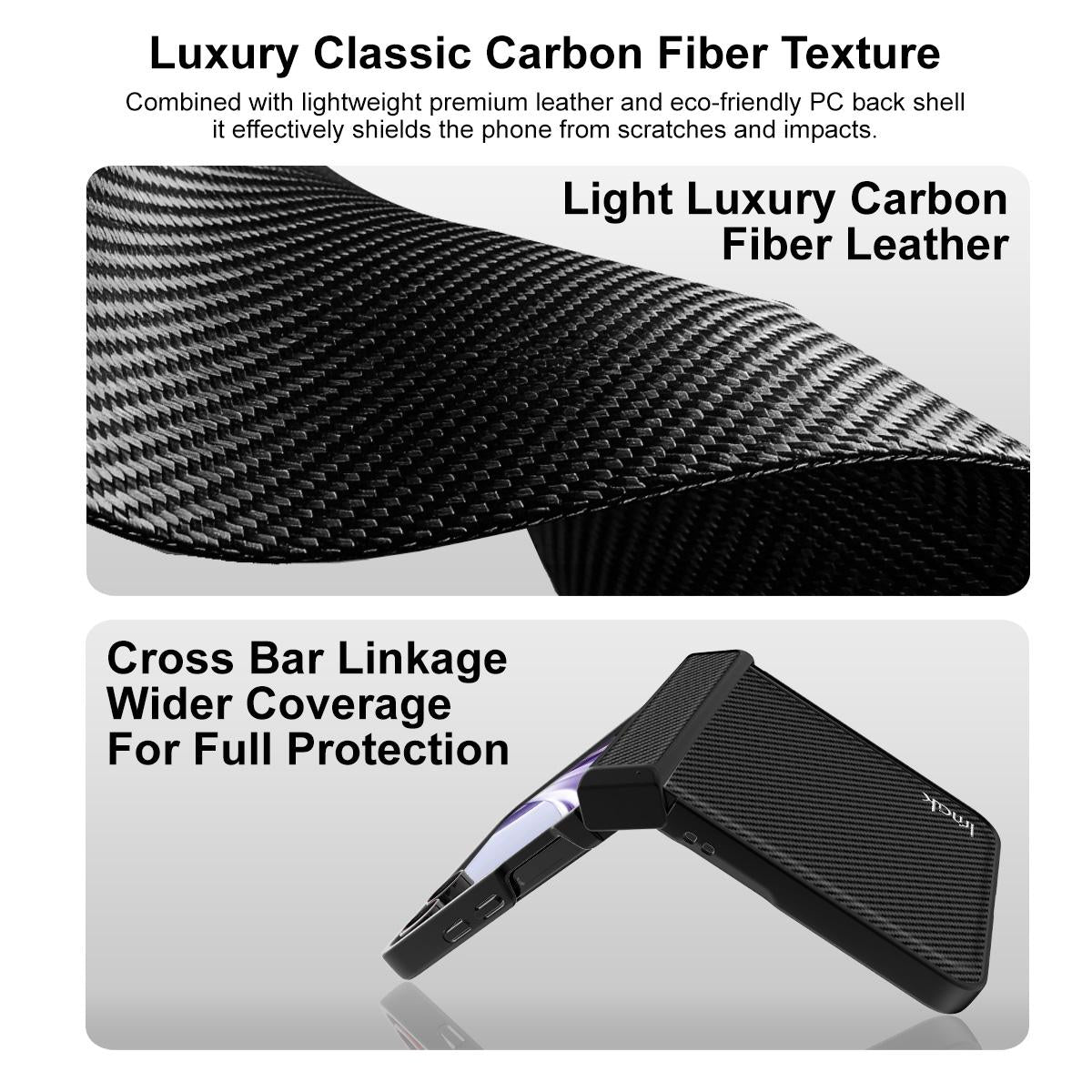 For Galaxy Z Flip8 5G imak Ruiyi Series Carbon Fiber PU + PC Phone Case - Default - EDA009986703