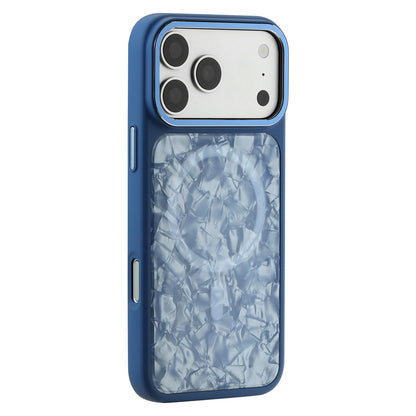 For iPhone 17 Pro Max Iridescent Solid Color Shell Patterned Magnetic Phone Case - Blue - EDA009987101B