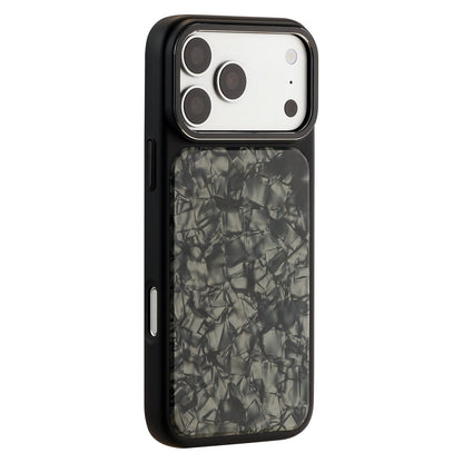 For iPhone 17 Pro Max Iridescent Solid Color Shell Patterned Magnetic Phone Case - Black - EDA009987101C