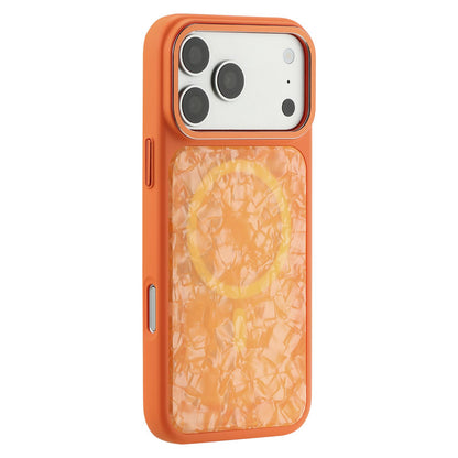 For iPhone 17 Pro Max Iridescent Solid Color Shell Patterned Magnetic Phone Case - Orange - EDA009987101D