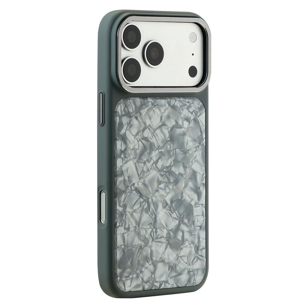 For iPhone 17 Pro Iridescent Solid Color Shell Patterned Magnetic Phone Case - Grey - EDA009987102A