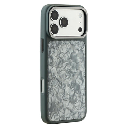 For iPhone 17 Pro Iridescent Solid Color Shell Patterned Magnetic Phone Case - Grey - EDA009987102A