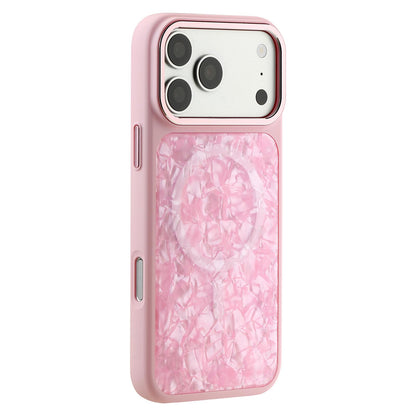For iPhone 17 Pro Iridescent Solid Color Shell Patterned Magnetic Phone Case - Pink - EDA009987102E