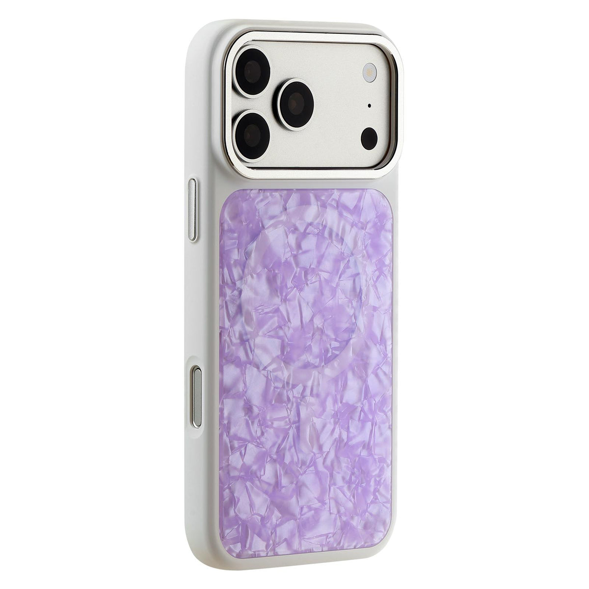 For iPhone 17 Pro Iridescent Solid Color Shell Patterned Magnetic Phone Case - Purple - EDA009987102F