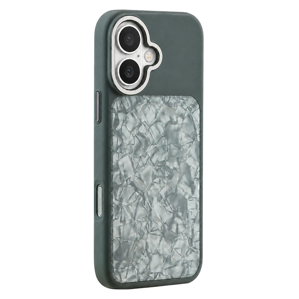 For iPhone 17 Iridescent Solid Color Shell Patterned Magnetic Phone Case - Grey - EDA009987103A