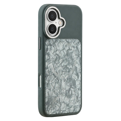 For iPhone 17 Iridescent Solid Color Shell Patterned Magnetic Phone Case - Grey - EDA009987103A