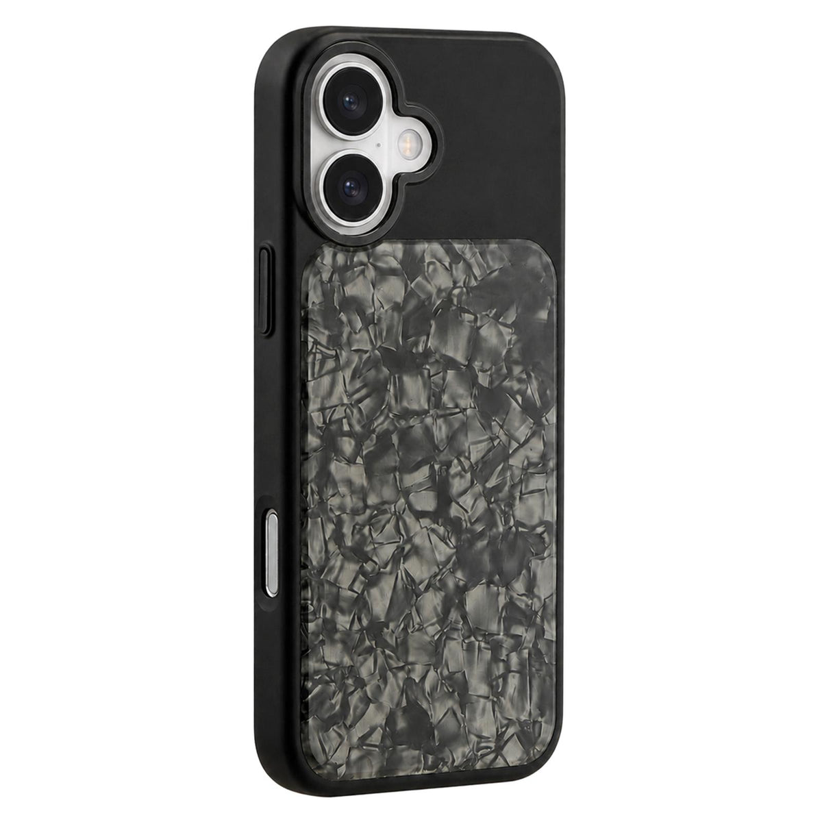 For iPhone 17 Iridescent Solid Color Shell Patterned Magnetic Phone Case - Black - EDA009987103C