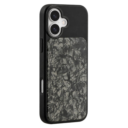 For iPhone 17 Iridescent Solid Color Shell Patterned Magnetic Phone Case - Black - EDA009987103C