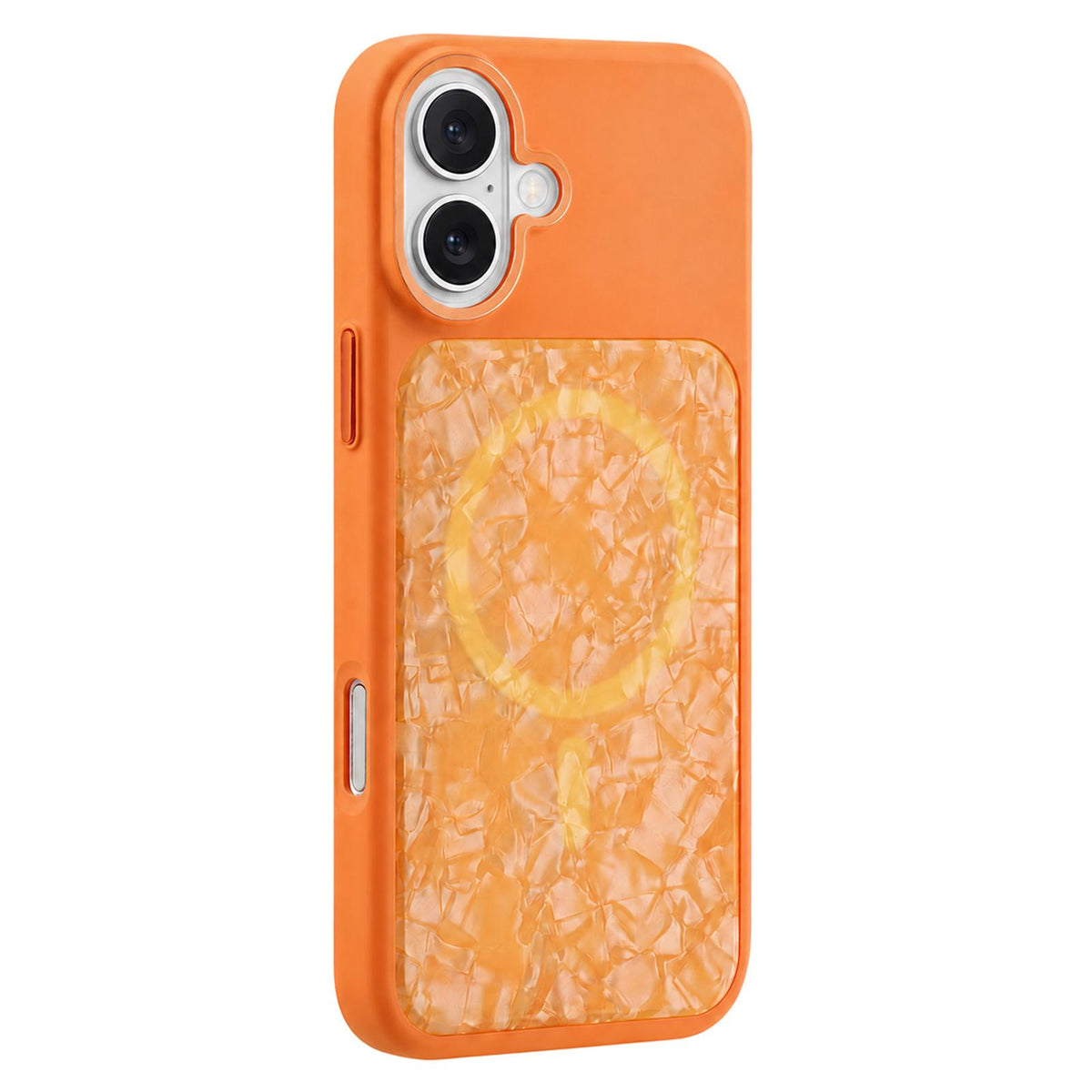 For iPhone 17 Iridescent Solid Color Shell Patterned Magnetic Phone Case - Orange - EDA009987103D
