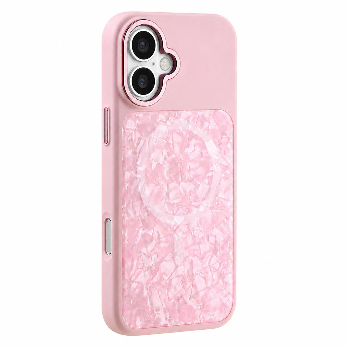 For iPhone 17 Iridescent Solid Color Shell Patterned Magnetic Phone Case - Pink - EDA009987103E