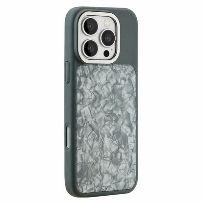 For iPhone 16 Pro Max Iridescent Solid Color Shell Patterned Magnetic Phone Case - Grey - EDA009987104A