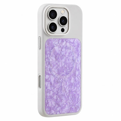 For iPhone 16 Pro Iridescent Solid Color Shell Patterned Magnetic Phone Case - Purple - EDA009987105F