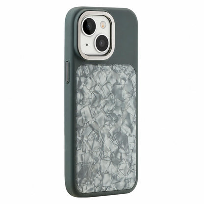 For iPhone 15 Iridescent Solid Color Shell Patterned Magnetic Phone Case - Grey - EDA009987109A