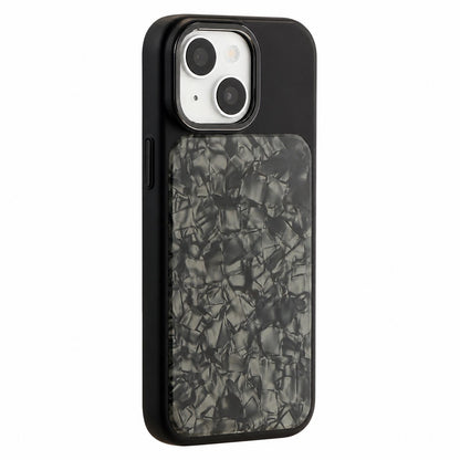For iPhone 15 Iridescent Solid Color Shell Patterned Magnetic Phone Case - Black - EDA009987109C