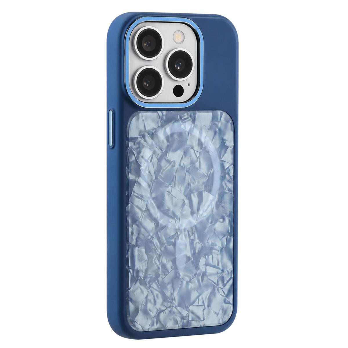 For iPhone 14 Pro Max Iridescent Solid Color Shell Patterned Magnetic Phone Case - Blue - EDA009987110B