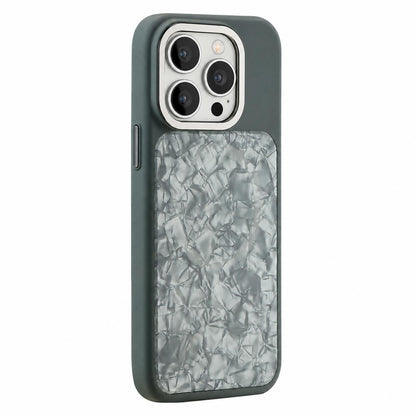 For iPhone 14 Pro Iridescent Solid Color Shell Patterned Magnetic Phone Case - Grey - EDA009987111A