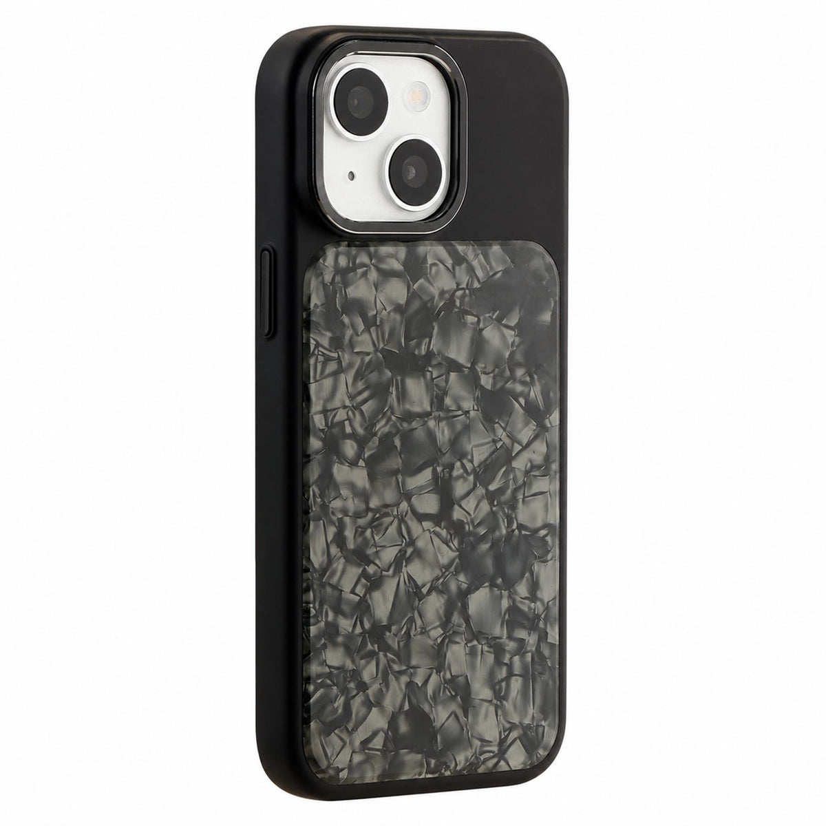 For iPhone 14 Iridescent Solid Color Shell Patterned Magnetic Phone Case - Black - EDA009987112C