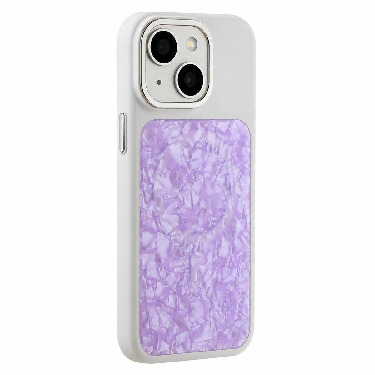 For iPhone 14 Iridescent Solid Color Shell Patterned Magnetic Phone Case - Purple - EDA009987112F