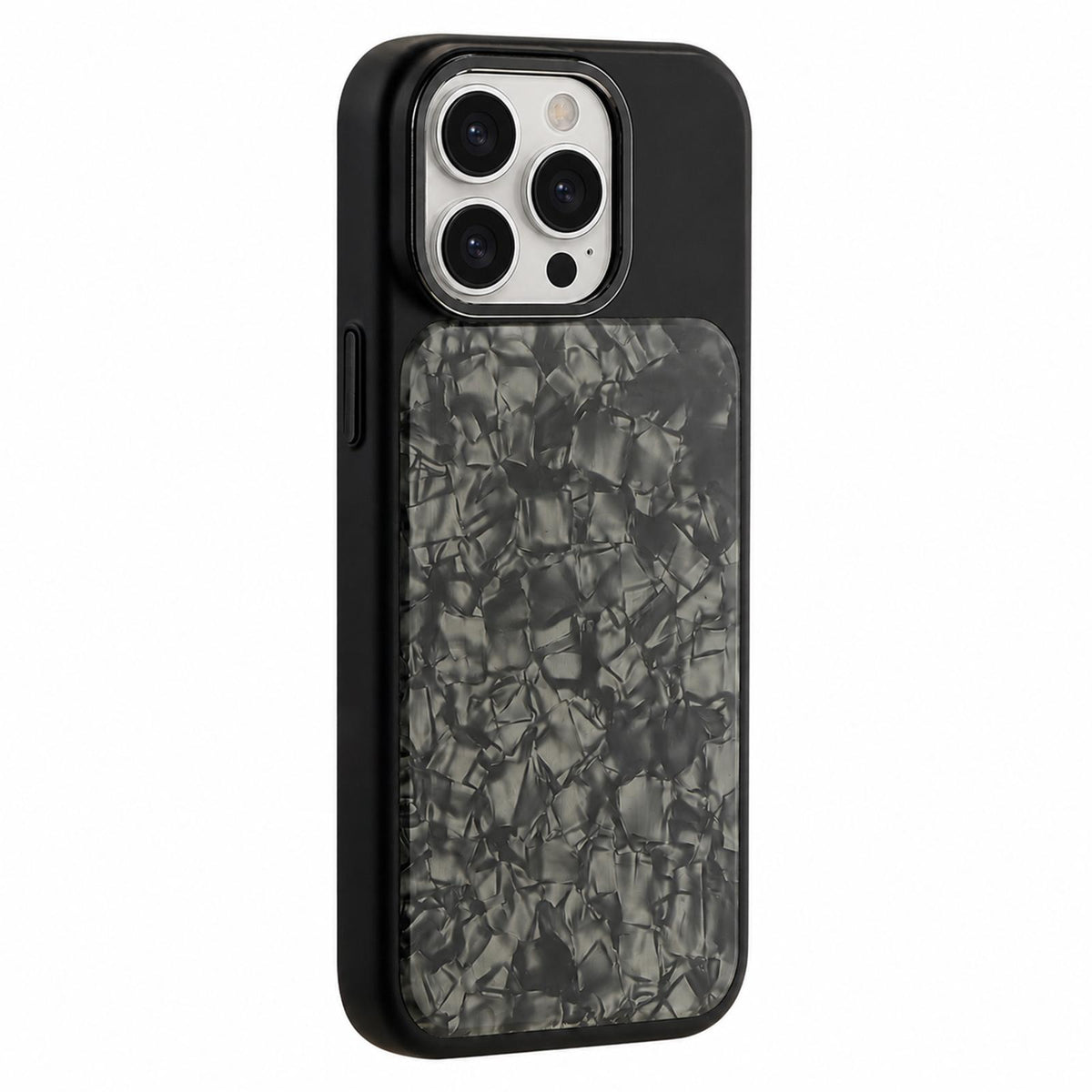 For iPhone 13 Pro Max Iridescent Solid Color Shell Patterned Magnetic Phone Case - Black - EDA009987113C