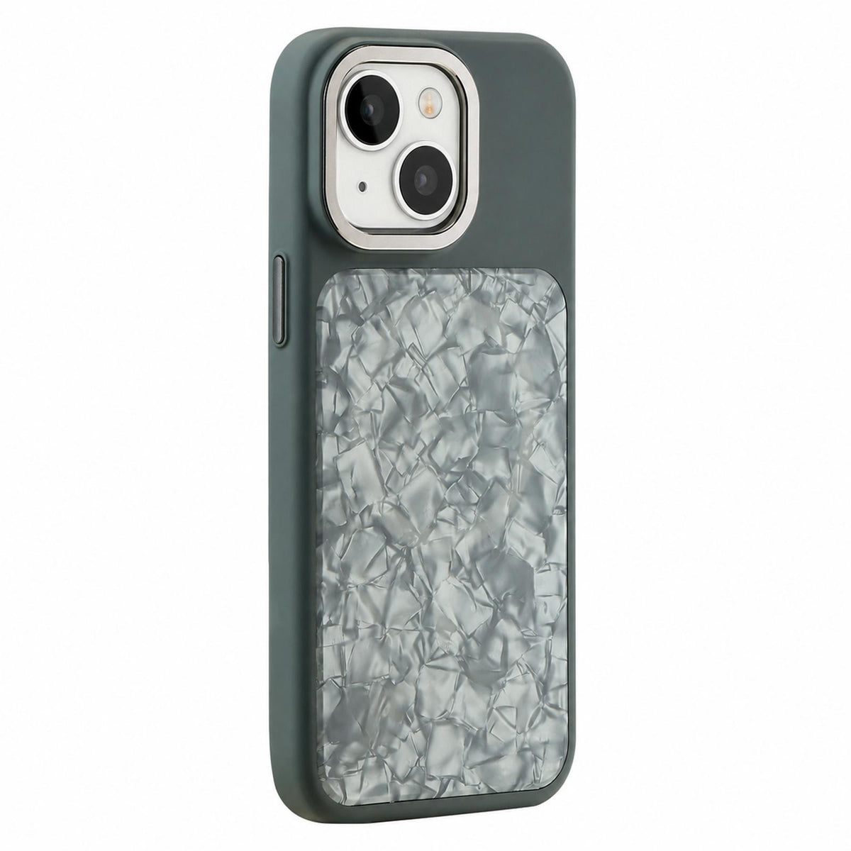 For iPhone 13 Iridescent Solid Color Shell Patterned Magnetic Phone Case - Grey - EDA009987115A