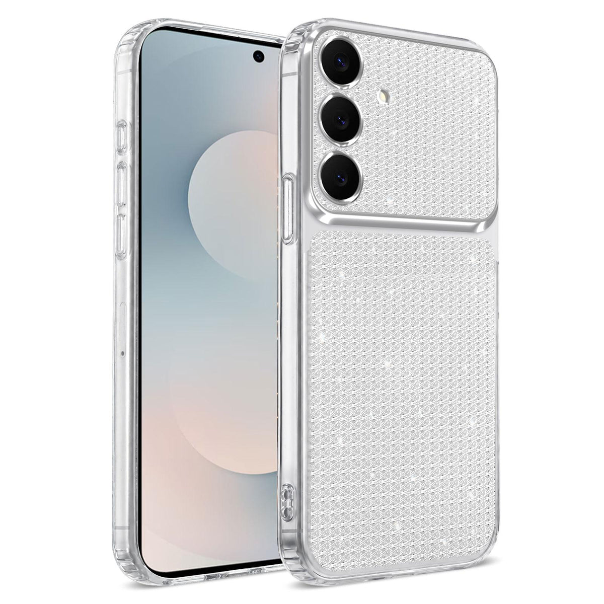 For Galaxy S25 5G / S24 5G Sparkling Diamond Glitter Airbag Phone Case - White - EDA009987206A