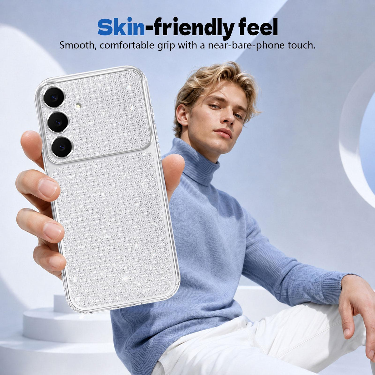 For Galaxy S25 5G / S24 5G Sparkling Diamond Glitter Airbag Phone Case - White - EDA009987206A