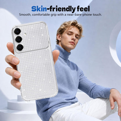 For Galaxy S25 5G / S24 5G Sparkling Diamond Glitter Airbag Phone Case - White - EDA009987206A