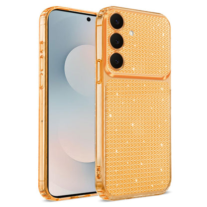 For Galaxy S25 5G / S24 5G Sparkling Diamond Glitter Airbag Phone Case - Orange - EDA009987206B