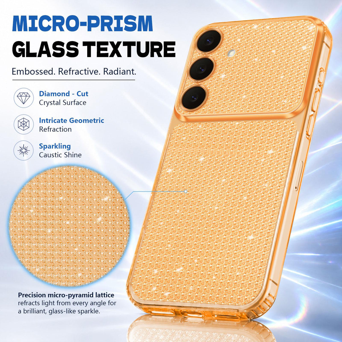 For Galaxy S25 5G / S24 5G Sparkling Diamond Glitter Airbag Phone Case - Orange - EDA009987206B