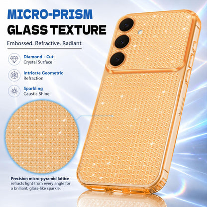 For Galaxy S25 5G / S24 5G Sparkling Diamond Glitter Airbag Phone Case - Orange - EDA009987206B