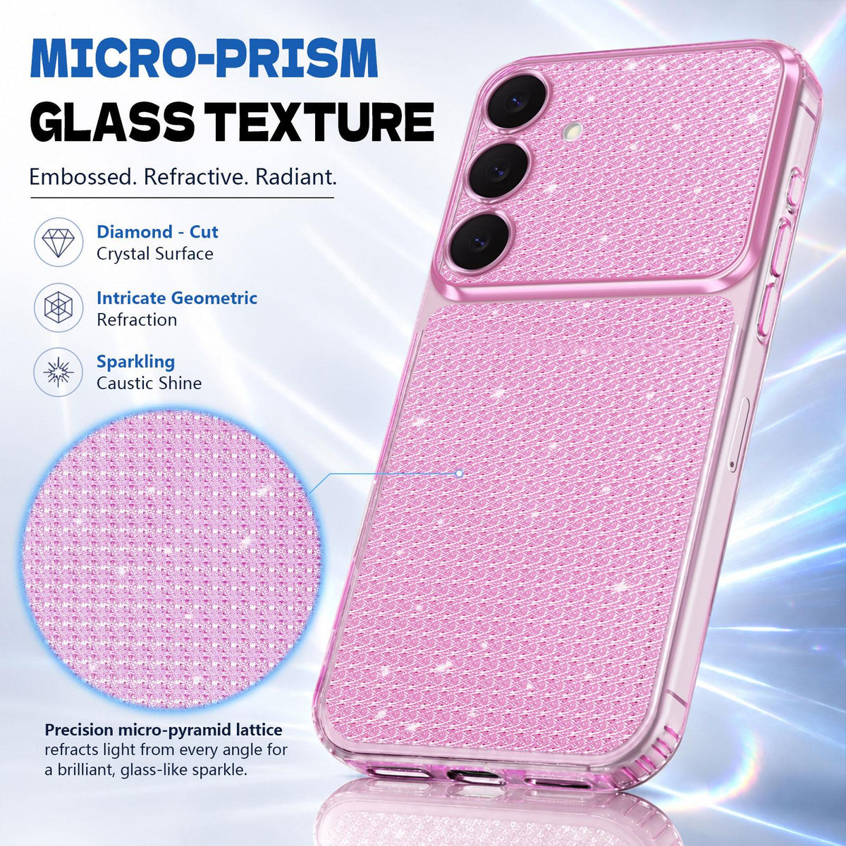 For Galaxy S25 5G / S24 5G Sparkling Diamond Glitter Airbag Phone Case - Pink - EDA009987206C