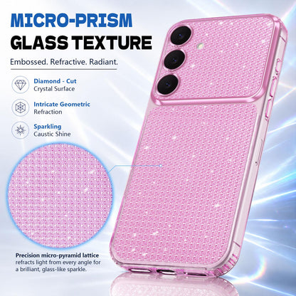 For Galaxy S25 5G / S24 5G Sparkling Diamond Glitter Airbag Phone Case - Pink - EDA009987206C