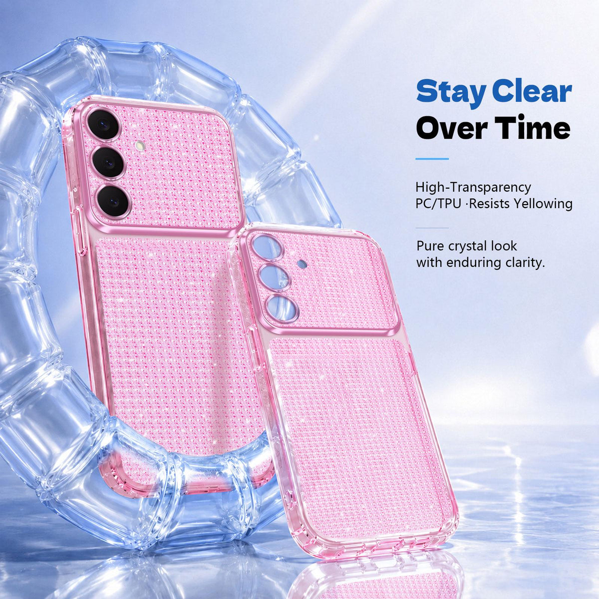 For Galaxy S25 5G / S24 5G Sparkling Diamond Glitter Airbag Phone Case - Pink - EDA009987206C