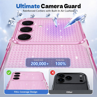 For Galaxy S25 5G / S24 5G Sparkling Diamond Glitter Airbag Phone Case - Pink - EDA009987206C