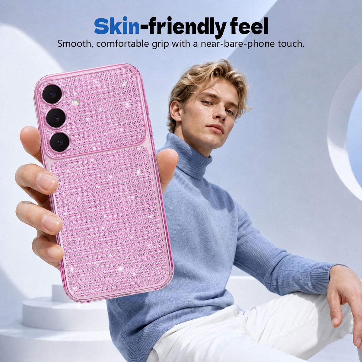 For Galaxy S25 5G / S24 5G Sparkling Diamond Glitter Airbag Phone Case - Pink - EDA009987206C