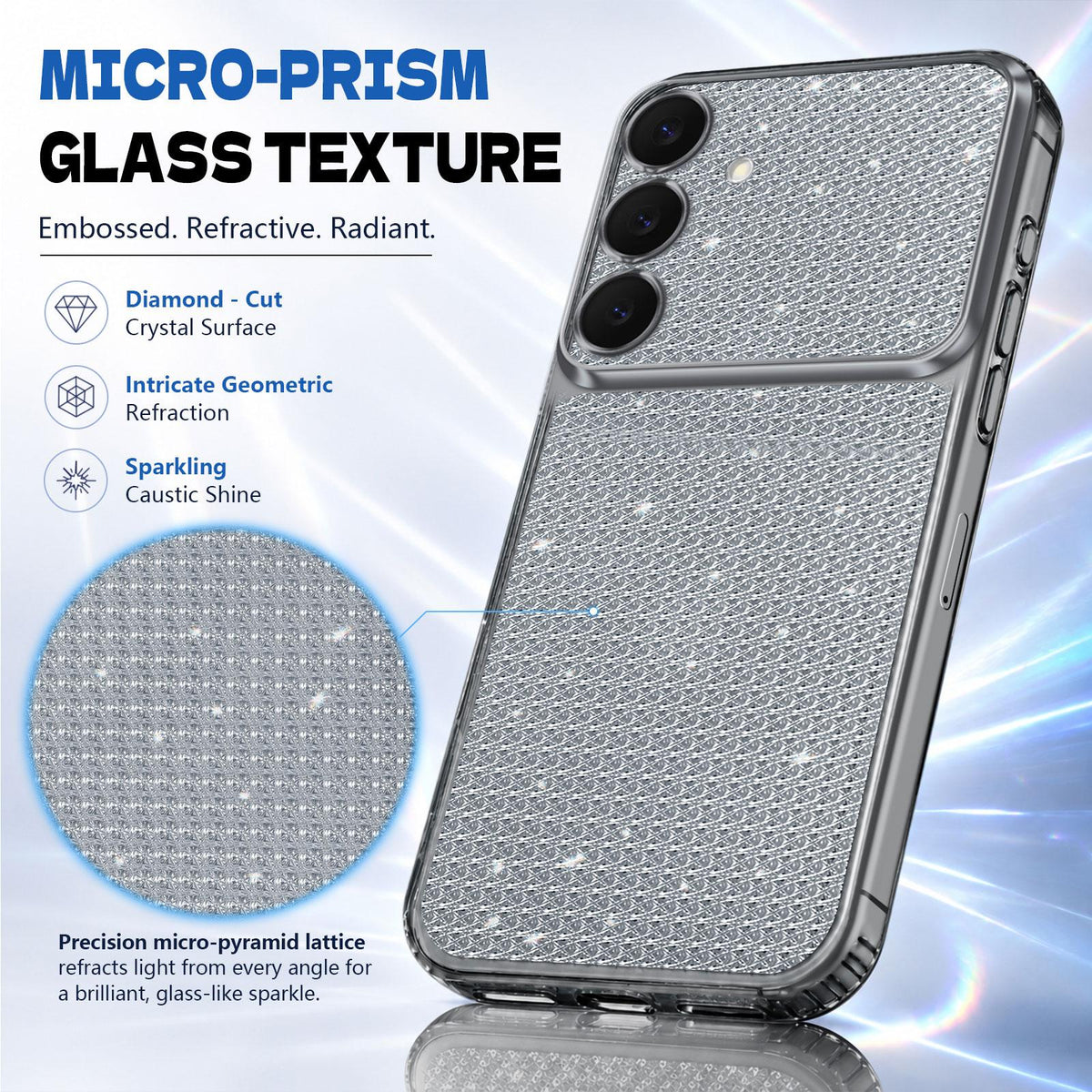 For Galaxy S25 5G / S24 5G Sparkling Diamond Glitter Airbag Phone Case - Black - EDA009987206D