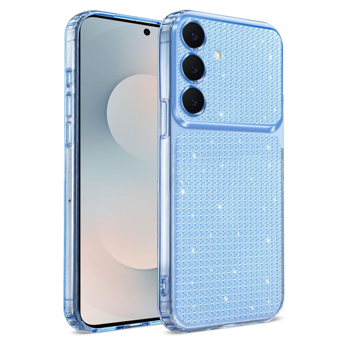 For Galaxy S25 5G / S24 5G Sparkling Diamond Glitter Airbag Phone Case - Blue - EDA009987206E