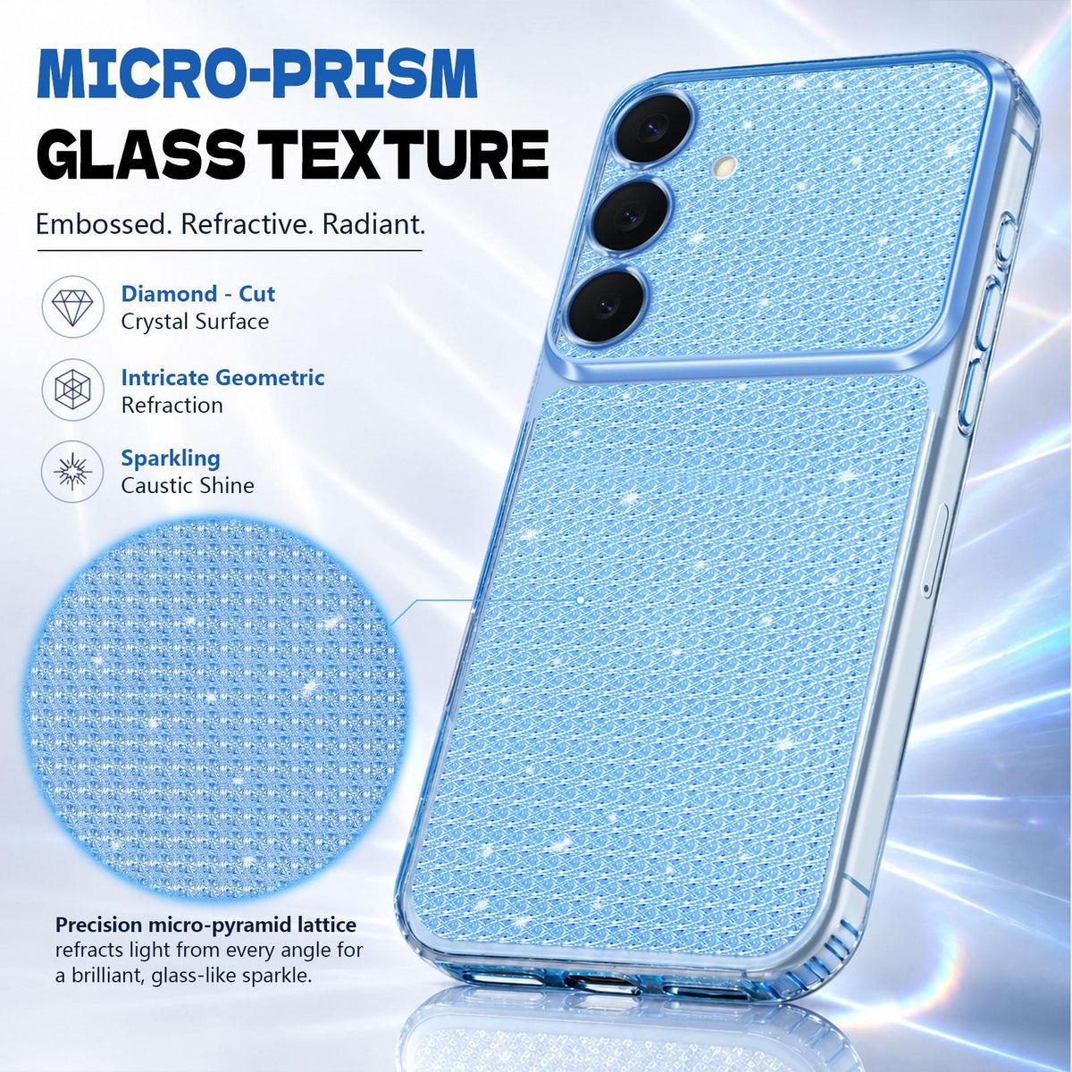 For Galaxy S25 5G / S24 5G Sparkling Diamond Glitter Airbag Phone Case - Blue - EDA009987206E