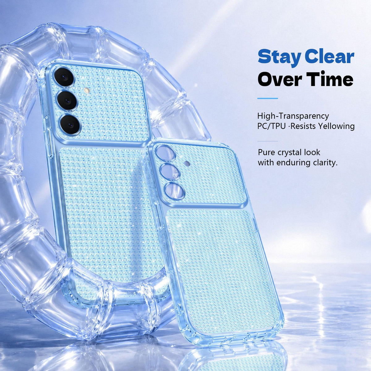 For Galaxy S25 5G / S24 5G Sparkling Diamond Glitter Airbag Phone Case - Blue - EDA009987206E