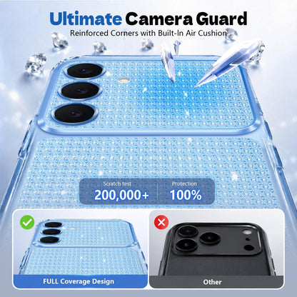 For Galaxy S25 5G / S24 5G Sparkling Diamond Glitter Airbag Phone Case - Blue - EDA009987206E