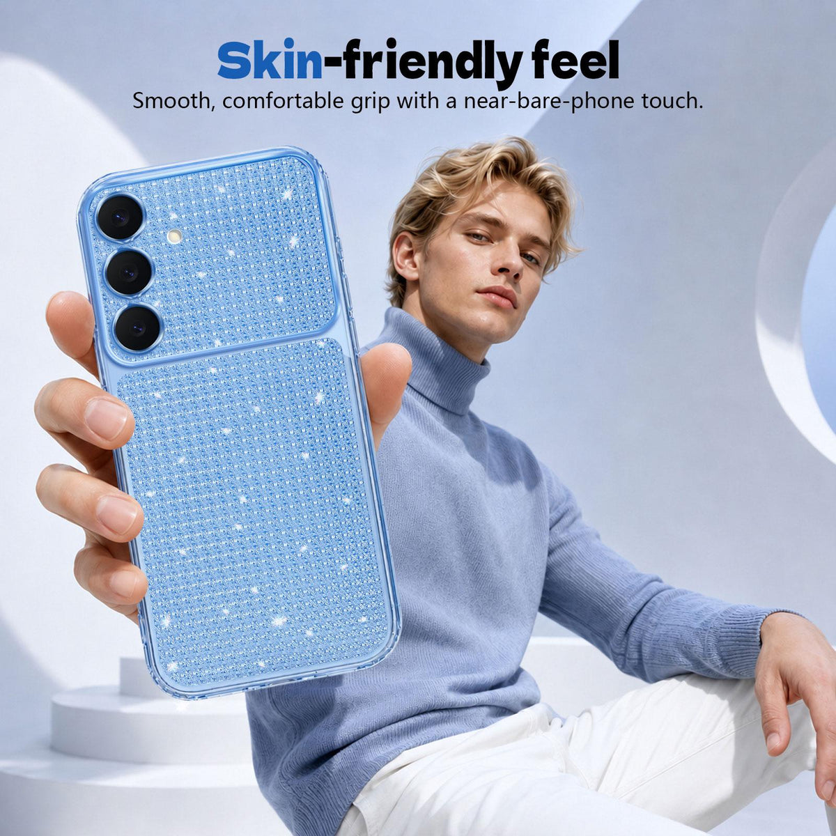 For Galaxy S25 5G / S24 5G Sparkling Diamond Glitter Airbag Phone Case - Blue - EDA009987206E