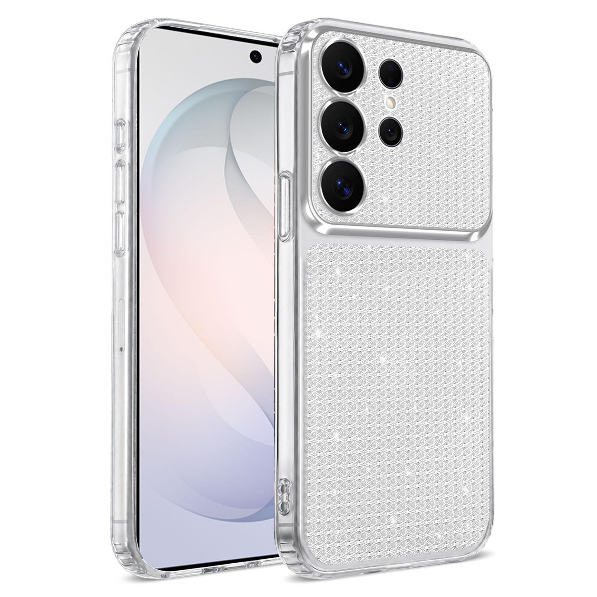 For Galaxy S24 Ultra 5G Sparkling Diamond Glitter Airbag Phone Case - White - EDA009987207A